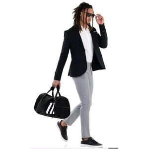 D.RT Mens Pants Robert Classic Slim Fit Gray 36x34 Tapered Metal Waits Tabs 5293